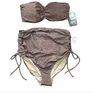 NWT A Pea In The Pod Maternity Cheetah Print Two Piece Swimsuit Size M